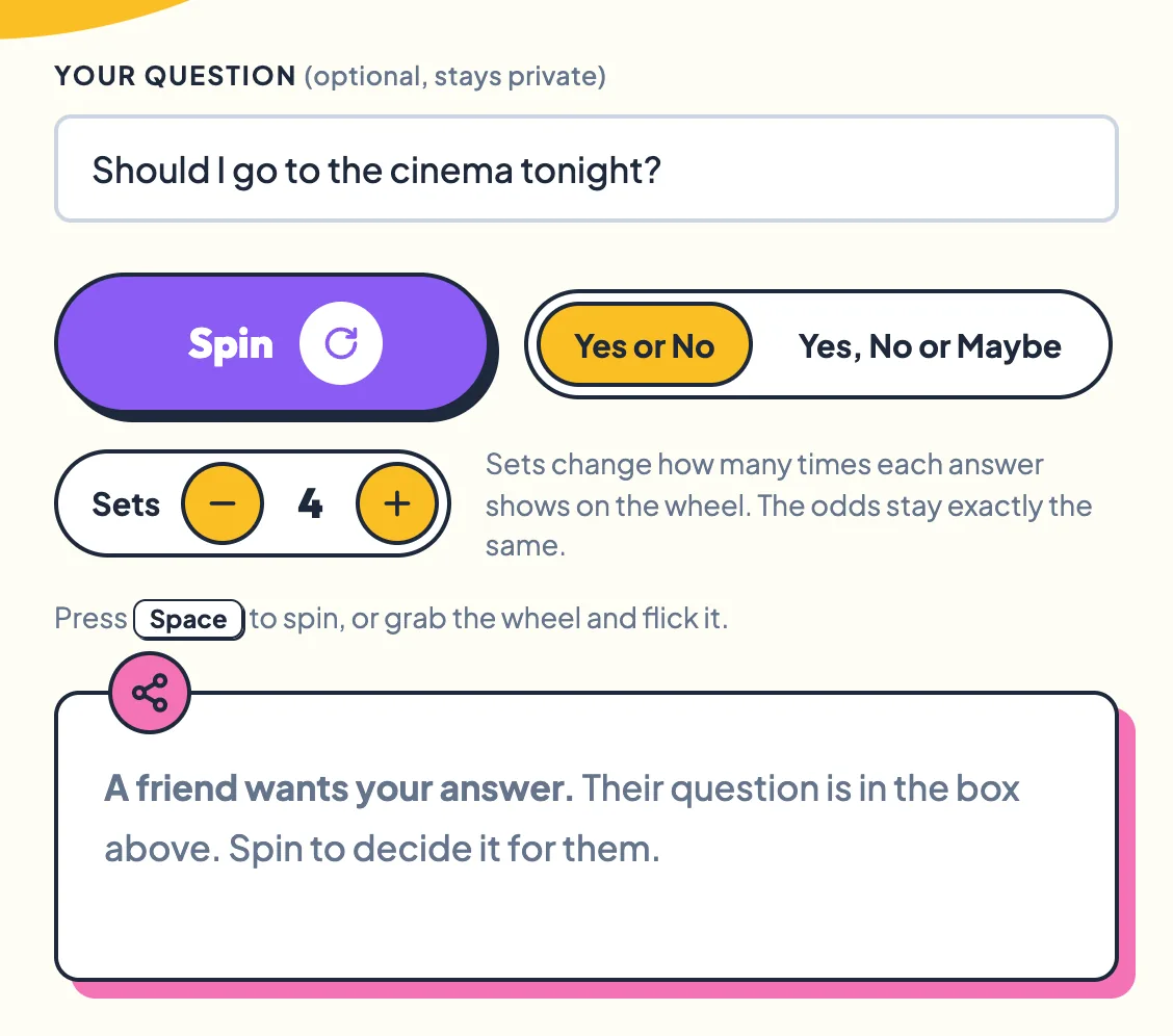 The page opened from a friend's link, with their question already in the box and a note saying a friend wants your answer